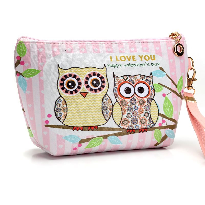 Owl makeup bag lady hand bag