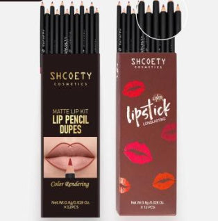 12 Color Matte Lipstick Lip Liner Suit